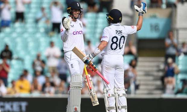 Zak Crawley (left) and Ollie Pope celebrate the winning runs in the third Test against South Africa