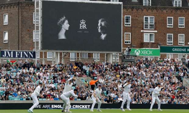 England's slip cordon in action during the third Test between England and South Africa a couple of days after the death of Queen Elizabeth II