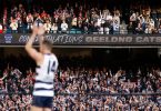 Selwood soaks up the support from Cats fans at the MCG.