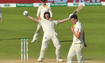 Ben Stokes celebrates hitting the winning runs in the third Ashes Test at Headingley in 2019.