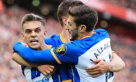 Leandro Trossard (left) during his starring performance in Brighton’s 3-3 draw at Liverpool.