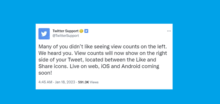 Twitter Launches Updated Tweet View Count Display on Tweets