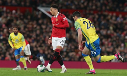 Jadon Sancho appeared in good spirits during his comeback appearance for Manchester United on Wednesday.