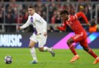 Marco Verratti tries to get clear of Bayern’s Kingsley Coman