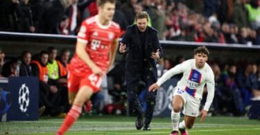 Julian Nagelsmann reacts as Bayern Munich take on PSG in the Champions League
