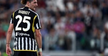 The France international Adrien Rabiot wearing his Juventus kit.