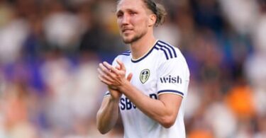 An emotional Luke Ayling acknowledges fans after Leeds’ relegation was confirmed.